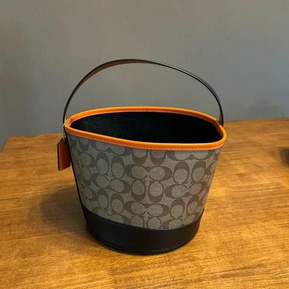 Coach Halloween Treat Bucket Bag Orange Black Canvas NWOT - Picture 5 of 9